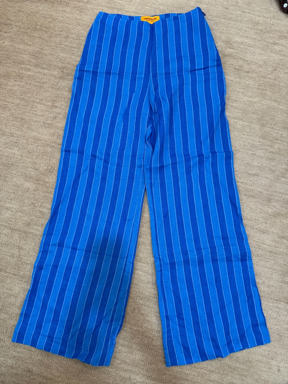 Simon Miller for Mango Blue Striped linen pants
